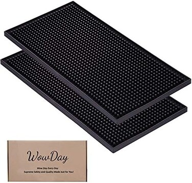 حصيرة بار WowDay للكوكتيلات والقهوة، مقاس 6 بوصات × 12 بوصة، مصنوعة من المطاط، حصيرة خدمة البار لمنع انسكاب السوائل، مناسبة لبار الكوكتيلات أو القهوة أو أسطح العمل، حصيرة تجفيف الزجاج.