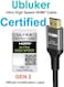 كابل HDMI من Ubluker بدقة 10K و8K و4K، بسرعة 48 جيجابت في الثانية وطول 2 متر، معتمد فائق السرعة، يدعم دقة 4K بمعدل 240 هرتز و144 هرتز، ودقة 8K بمعدل 60 هرتز وزمن استجابة 0.01 مللي ثانية، ويدعم HDR10AR