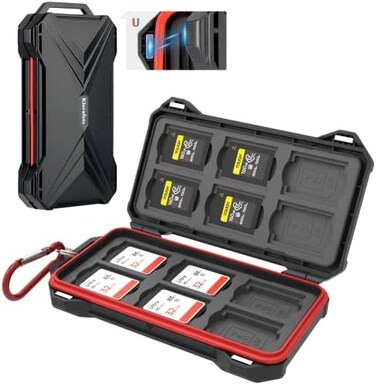 Kiorafoto [12 SD12 CFexpress Type A] Magnetic Closure Memory Card Case Holder Organizer Protector Keeper for SD SDHC SDXC for Sony CEA-G80T CEA-G160T Alpha 1 A1 A7 IV A7M4 FX3 FX6 Camera Memory Card S