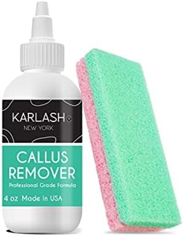 Karlash Professional Best Callus Remover Gel for Feet And Foot Pumice Stone Scrubber Kit Remove Hard Skins Heels and Tough Callouses from feet Quickly and Effortless 4 oz (1 Bottle.