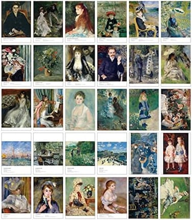 HOSTEESSCHOICE Beautiful Art Postcards set of 30 Pierre Auguste Renoir Post card variety pack Famous Painting Scenery,4 x 6 Inches.