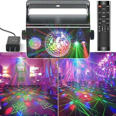 MSUOVH Party Lights with Disco Ball, Sound Activated Strobe Lighting for DJs, Clubs, Bars, Karaoke - Remote Control, Holiday Lights for Home Parties, Birthdays, Christmas.
