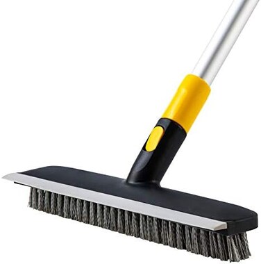 Yocada Floor Scrub Brush 55. 9" Telescopic Handle 2 in 1 Scrape Brush Stiff Bristle Shower Scrubber for Cleaning Patio Bathroom Garage Kitchen Wall Deck Tub Tile.