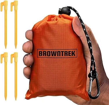 BROWNTREK Pocket Blanket -Compact Picnic Blanket (60"x 56"- Sand Proof Beach Blanket/Water Resistant Ground Cover. Packable Outdoor Blanket for Hiking, Camping, Picnics, Travel, and Beach Trips.