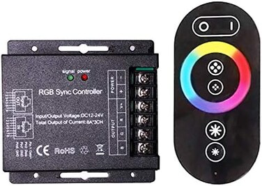جهاز تحكم عن بعد يعمل باللمس بتقنية RGB LED من LaiPuDuo، جهاز تحكم عن بعد لاسلكي يعمل باللمس بتقنية RF لإضاءة LED الشريطية DC12V-24V 8A/CH (90 مم/داخلي).