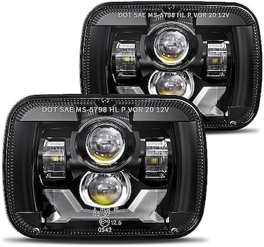 مصابيح أمامية LED من HWSTAR طراز H6054، مقاس 5x7 و7x6، مزودة برقائق Osram الجديدة لعام 2021، سطوعها أقوى بنسبة 500%، بقوة 180 واط، مضادة للوهج، شعاع عالي/منخفض مغلق مع إضاءة نهارية وإشارة انعطاف. متوا