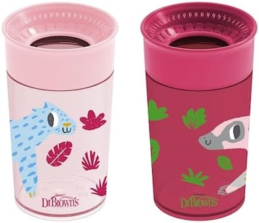 Dr. Brown's Milestones Cheers360 Cup, PinkRed, 10oz, 2 Count (Pack of 1.