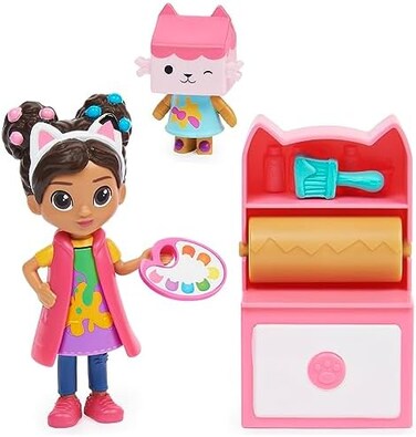 Gabby's Dollhouse Art Studio Set with 2 Toy Figures,2 Accessories, Delivery and Furniture Piece, Kids Toys for Ages 3 and up.