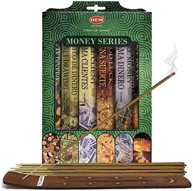 TRUMIRI Hem Incense Sticks Variety Pack3 And Incense Stick Holder Bundle With 6 Money Series Fragrances.