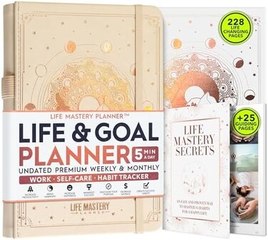 Freedom Mastery Life Planner - A 12 Month Journey to Crush Your Goals, Increase Productivity, Passion, SuccessHappiness - WeeklyMonthly Life Planner, Habit-Tracker, Graude JournalOrganizer.