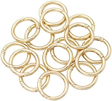 JWBIZ 15pcs Trigger Spring O Rings Round Carabiner Clip Snap for Keyrings Buckle, Bags,Purses (Gold, 1 inch, Gold, 1 inch.