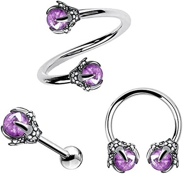 OUFER 3PCS Cartilage Earrings, 316L Surgical Steel Mixed Earrings with Dragon Claw Twist Helix Earring Ear Body Piercing Jewelry Tragus Earring.