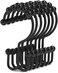 Goowin Shower Curtain Hooks, Shower Curtain Rings, Stainless Steel Shower Curtain Hooks Rust Proof Free Sliding Double Shower Hooks for Curtain, Shower CurtainsLiners (Black.