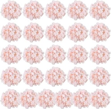 Auihiay 26 Pieces Hydrangea Artificial Flowers Pink Silk Flowers Artificial Flowers Heads with Stems for Home Wedding Party Decorations.