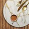LANEABUY Round Leather Placemats Set of 4 PU Waterproof Non-Slip Washable Heat Resistant Place Mat for Kitchen Dining Table - Marble Gold Line.