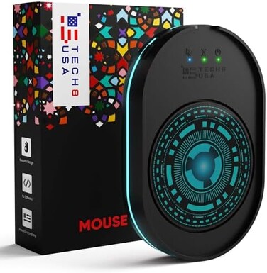 TECH8 USA Mouse Mover Device, Undetectable Mouse Jiggler for Laptops, PC, No Software, Random Movement, Patented, Designed, Engineered, Packaged in USA - 3D Hologram Alien.
