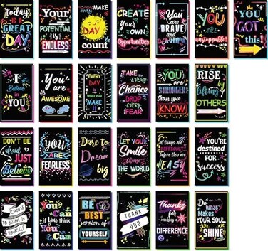 Iconikal 200-Count Inspirational, Motivational Sayings 3. 5x2-inch Mini Quote Cards, Blank Back Give Gratitude, Appreciation, KindnessEncouragement.