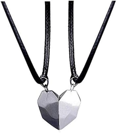 LEGENSTAR Two Souls One Heart Pendant Necklaces for Couple,Wishing Stone Creative Magnet Couples Necklace, Metal, not known.