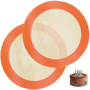 AMYONE Round Silicone Baking Mats for 8 Inch Cake Pan, Food Grade, Non-Stick, Reusable Silicone Mat for Baking Pan for Bread/Tortilla/Macaron/Pastry/Pie/Bun or 9 Inch Pizza Pan, 2PCS.
