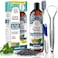 GuruNanda Advanced Oil Pulling with Tongue Scraper Inside The Box - Natural Alcohol Free Mouthwash with Coconut Oil, Vitamins DE - Supports Healthy Gums, Teeth WhiteningFresh Breath (8 Fl Oz.