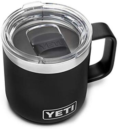 كوب YETI Rambler سعة 10 أونصة قابل للتكديس، معزول بتفريغ الهواء، مصنوع من الفولاذ المقاوم للصدأ مع غطاء MagSlider، أسود اللون.