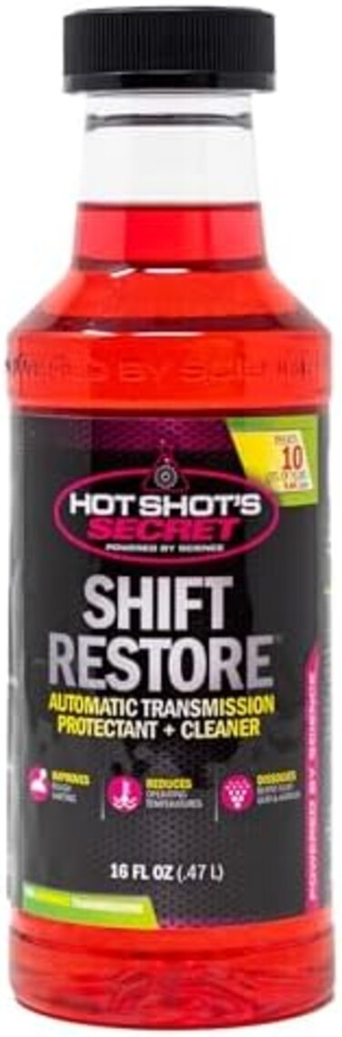 Hot Shot's Secret Shift Restore Automatic Transmission Additive 16 Fluid Ounce Bottle.