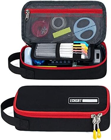 ECHSRT Large Pencil Case, Aesthetic Pen Pouch with Big Capacity, Minimalist Portable Stationery Bag with Handle for Office Organizer Black Pencil Cases.