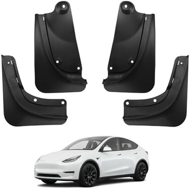 واقيات الطين المطورة من BASENOR 2024 لسيارة Tesla Model Y، واقيات من الرذاذ، حماية من الرواسب، واقيات الطين، واقيات الإطارات، واقيات الطين لجميع الأحوال الجوية، ملحقات خارجية لسيارة Tesla (مجموعة من 4