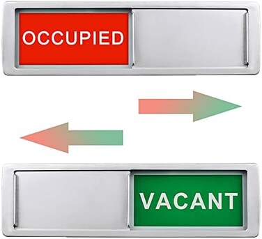 Blirik Vacant Occupied Sign, Privacy Sign for Home Office Restroom Conference Hotles Hospital, Privacy Slide Door Sign, (7'' x 2'' Silver.