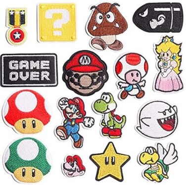 Nuguri Decorative Patches,16pcs Iron On Patches for Clothing, Embroidered Sew On Super Cute Cartoon Anime Patches for Kids Jackets, Shirts, Backpacks.