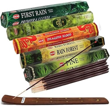 TRUMIRI Hem Incense Sticks Variety Pack12 And Incense Stick Holder Bundle With 5 Forest Themed Fragrances.