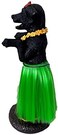 Franchise Figurine Company Dashboard Hula Dog Black Labrador Retriever Car Bobblehead 6 Inches Green Grass Skirt Hawaiian Lei Desk Mantle.