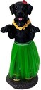 Franchise Figurine Company Dashboard Hula Dog Black Labrador Retriever Car Bobblehead 6 Inches Green Grass Skirt Hawaiian Lei Desk Mantle.
