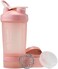 BlenderBottle Shaker Bottle with Pill Organizer and Storage for Protein Powder, ProStak System, 22-Ounce, Rose Pink.