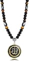 MEALGUET Allah Medallion Necklace, Stainless Steel Islamic Jewelry,Arabic Jewelry,Allah Name of God Round Pendant Necklace for Women and Men with Agate Beaded Chain, Muslim Gift Jewelry.