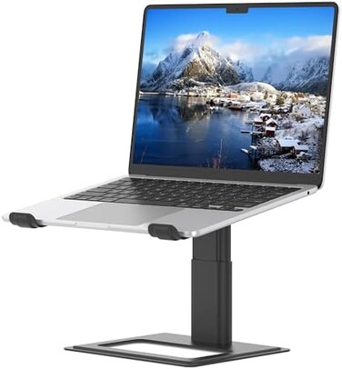 SOUNDANCE Adjustable Laptop Stand for Desk, Computer Stand, Ergonomic Laptop Riser Holder Compatible with 10 to 17. 3 Inches Notebook PC Computer, Aluminum Black.