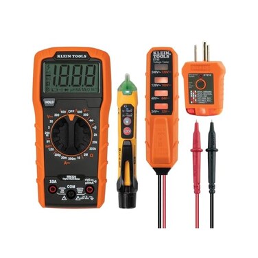 Klein Tools Digital Multimeter Electrical Test Kit, Non-Contact Voltage Tester, Receptacle Tester, Carrying Case and Batteries MM320KIT.