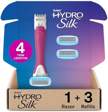 Schick Hydro Silk TrimStyle Moisturizing Razor for Women with Bikini Trimmer and 3 Refills.