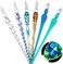 Zonon 6 Pcs Handmade Glass Dip Pen Crystal Glass Signature Pen Calligraphy Glass Pen Dip Ink Pen Borosilicate Present Pen for Writing Drawing Signatures (Stylish Color,Bright Style.