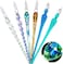 Zonon 6 Pcs Handmade Glass Dip Pen Crystal Glass Signature Pen Calligraphy Glass Pen Dip Ink Pen Borosilicate Present Pen for Writing Drawing Signatures (Stylish Color,Bright Style.