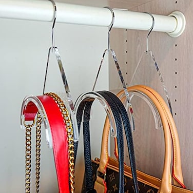 HENNIE CLOSETLY Handbag Hangers, New Luxury Acrylic Purse and Bag Holder Hook, Closet Storage and Organization Display (Pack of 3.