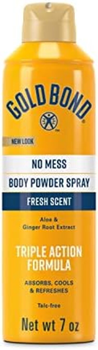 Gold Bond No Mess Talc-Free Body Powder Spray, 7 oz. , Fresh Scent, with a Triple Action Formula.