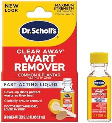 Dr. Scholl's Clear Away Liquid WART Remover // 1/3 fl oz, Clinically Proven, Fast-Acting, Maximum Strength for CommonPlantar Warts, Safe for Children 4, 20 Treatments.