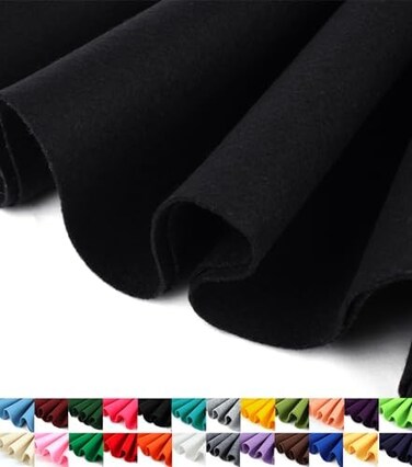Barcelonetta Felt Fabric72" Wide1. 6mm ThickAcrylicSoftFelt by The YardFelt for DIY Crafts, Projects, Sewing (Black, Half Yard.