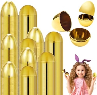 The Dreidel Company Golden Easter Eggs Metallic Gold, Goodie Basket Prize, Eggs are Hinged, 2. 38" Inch (24-Pack.