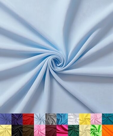 Barcelonetta Poly Cotton FabricBroadcloth35% Cotton60" WideLining, Sewing, Air Feel Skirt LayerSolid (Baby Blue, 2 Yard.