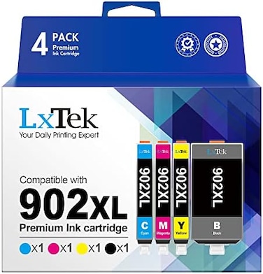 LxTek Compatible Ink Cartridge Replacement for HP 902XL Ink Cartridges Combo Pack, 4 Pack, Black, Cyan, Magenta, Yellow, High Yield, Compatible with OfficeJet 6978 6968 6954 6962 6958 Printer.