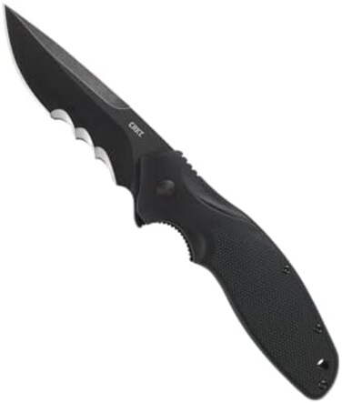 CRKT Shenanigan Black with Veff Serrations Everyday Carry, Serrated Edge Blade, Veff Serrations, Liner Lock, Glass Reinforced Nylon Handle, Pocket Clip K800KKP.
