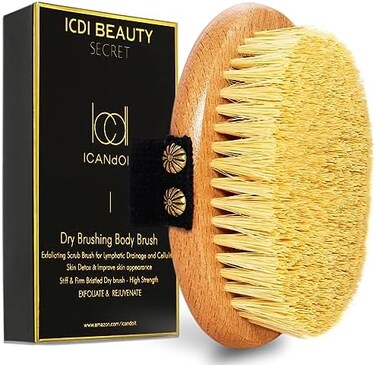ICDI ICANdOIT ICANdOIT Dry Brushing Body Brush,100% natural agave cactus bristle dry body brush for Cellulite and lymphatic, dry skin brush with stiff and extra firm tampico fiber,vegan brush, eco bod