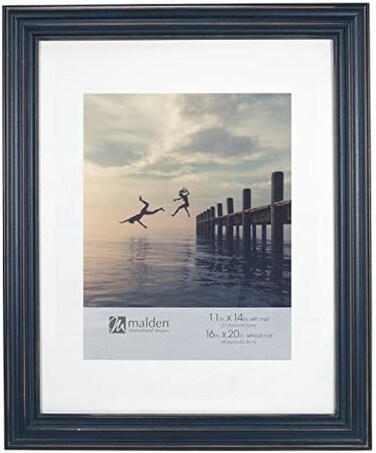 Malden International Designs 11x14 16x20 Rustic Blue Matted Picture Frame.